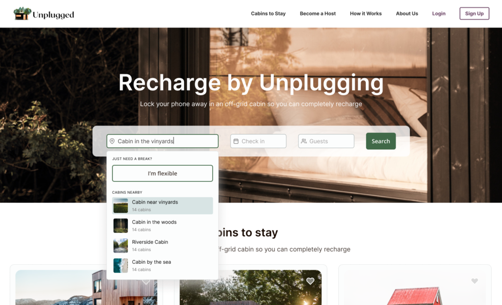 New hompage design of Unplugged.rest