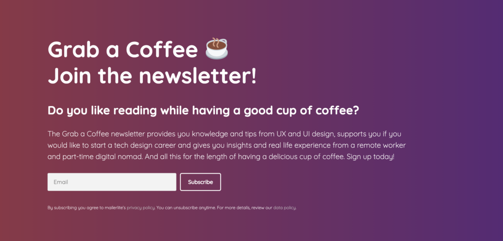 Grab a Coffee newsletter